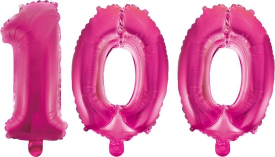 Folieballon 100 jaar roze 86cm