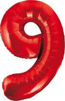 Folieballon 9 jaar rood 86cm