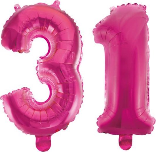 Folieballon 31 jaar roze 86cm