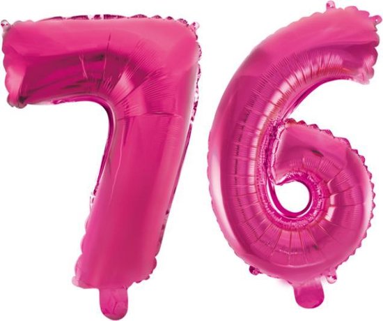 Folieballon 76 jaar roze 86cm