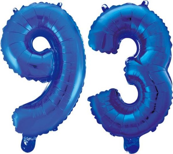 Folieballon 93 jaar blauw 41cm