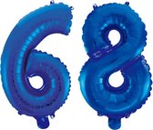 Folieballon 68 jaar blauw 41cm