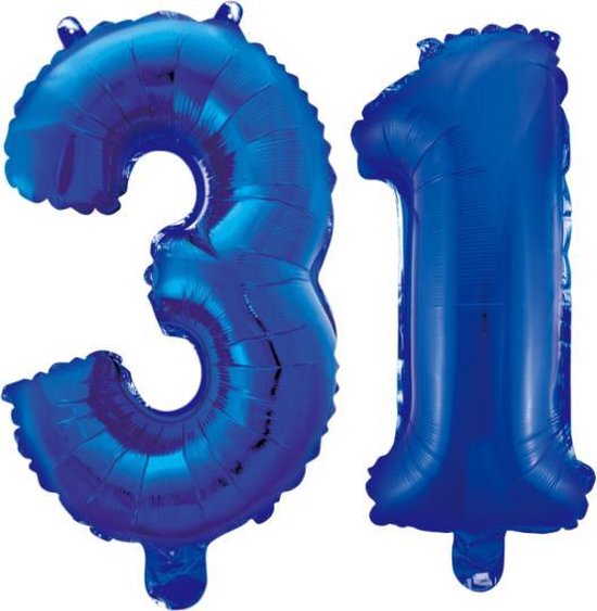 Folieballon 31 jaar blauw 41cm