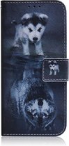 Hondje en wolf agenda wallet book case hoesje Sony Xperia L4