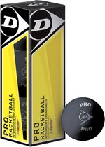 Dunlop Racquetballen Pro Dubbel Gele Stip Zwart Rubber 3 Stuks