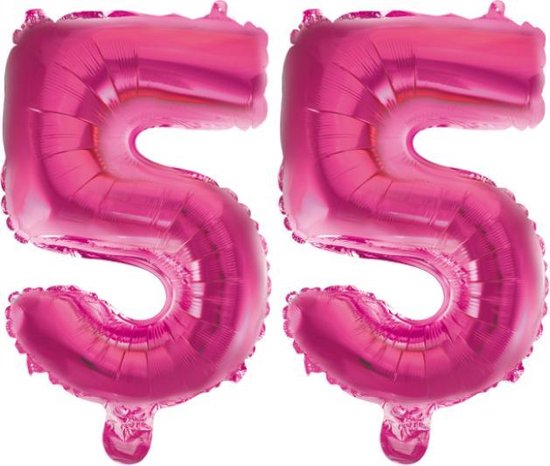Folieballon 55 jaar roze 41cm