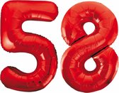 Folieballon 58 jaar rood 86cm