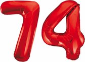 Folieballon 74 jaar rood 86cm