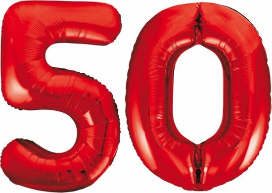 Folieballon 50 jaar rood 86cm