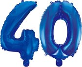 Folieballon 40 jaar blauw 41cm