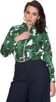 Dancing Days Bomber jacket -S- TROPICAL LEAVES Groen