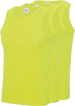 3-Pack Maat XXL - Sport singlets/hemden neon geel voor heren - Hardloopshirts/sportshirts - Sporten/hardlopen/fitness/bodybuilding - Sportkleding top neon geel voor mannen