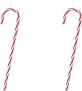 2x Kerstboomdecoratie rode/witte zuurstok hangers 13 cm - kerstboomversiering - kerstdecoratie