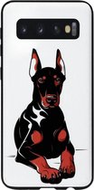 ADEL Siliconen Back Cover Softcase Hoesje Geschikt Voor Samsung Galaxy S10 - Dobermann Pinscher Hond