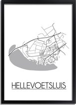 DesignClaud Hellevoetsluis Plattegrond poster A3 + Fotolijst zwart