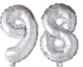 Folieballon 98 jaar zilver 41cm