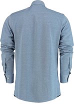 Profuomo slim fit jersey overhemd - knitted shirt pique - blauw melange - Strijkvrij - Boordmaat: 39