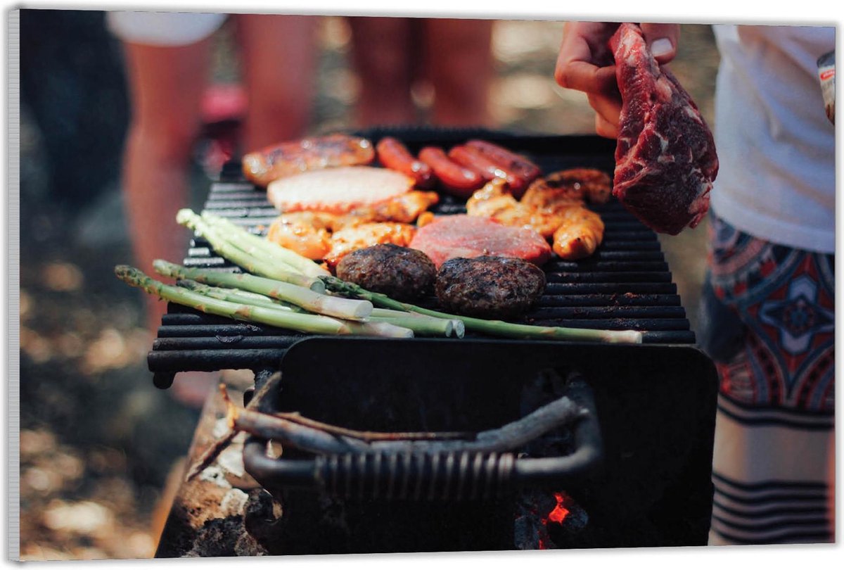 Acrylglas –Vlees op de Barbecue– 90x60 (Wanddecoratie op Acrylglas)