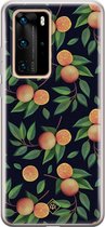 Huawei P40 Pro hoesje siliconen - Fruit / Sinaasappel | Huawei P40 Pro case | zwart | TPU backcover transparant