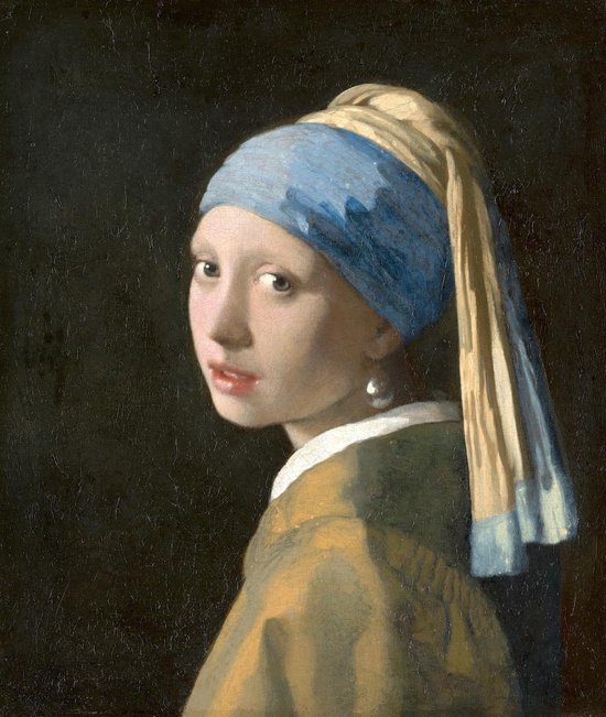 Schilderij -Johannes Vermeer - Het meisje met de parel 3 maten, reproductie  van het... | bol.com