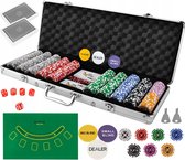 XL Deluxe Pokerset In Aluminium Koffer - Inclusief 500 Chips, Poker Kaarten, Speelkleed & Dobbelstenen