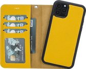 Mjora Lederen Apple iPhone 11 PRO Hoesje (New edition Tweedelige ontwerp: Book Case / Hardcase - Yellow)