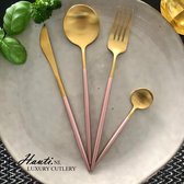 Hauti Luxury Cutlery - Luxe Bestekset - Roze Goud Mat RVS - 16 delig  - 4 persoons bestek