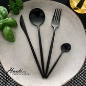 Hauti Luxury Cutlery Luxe Bestekset - Zwart Mat RVS - 4 delig - 1 persoons bestek