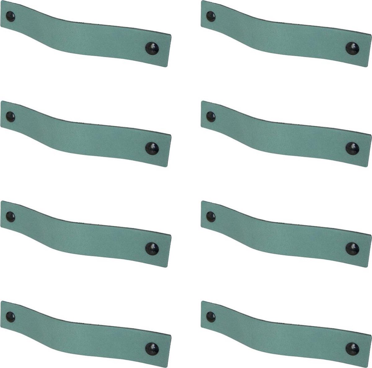 8x Leren handgrepen 'platte greep' - maat S (15,8 x 2,5 cm) - VAALGROEN - incl. 3 kleuren schroefjes (handgreepjes - leren grepen - greepjes - leren lusjes)