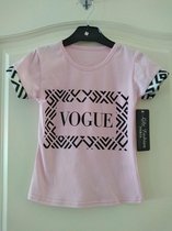 Meisjes T-shirt Vogue roze zwart wit 134/140