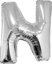 Grote folie ballon letter N Zilver