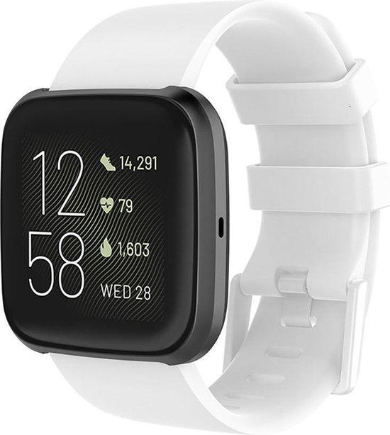 Shop4 - Fitbit Versa 2 Bandje - Large Siliconen Wit | bol.com