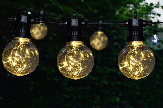 Tuinverlichting - lichtsnoer - 10 bollampen - elke lamp met 10 stuks warm  LED - 4,5... | bol.com