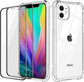 Apple iPhone 11 Pro Hoesje - Anti Shock Hybrid Case & 2 X FULL Tempered Glass Combi - Transparant