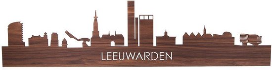 Skyline Leeuwarden Notenhout - 100 cm - Woondecoratie - Wanddecoratie - Meer steden beschikbaar - Woonkamer idee - City Art - Steden kunst - Cadeau voor hem - Cadeau voor haar - Jubileum - Trouwerij - WoodWideCities