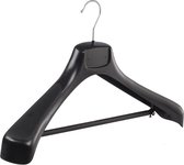 De Kledinghanger Gigant - 5 x Mantel / kostuumhanger kunststof zwart met schouderverbreding en broeklat, 49 cm