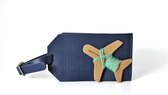 Chasing Threads leren kofferlabel bagage label Navy Blauw- om zelf te personaliseren / borduren