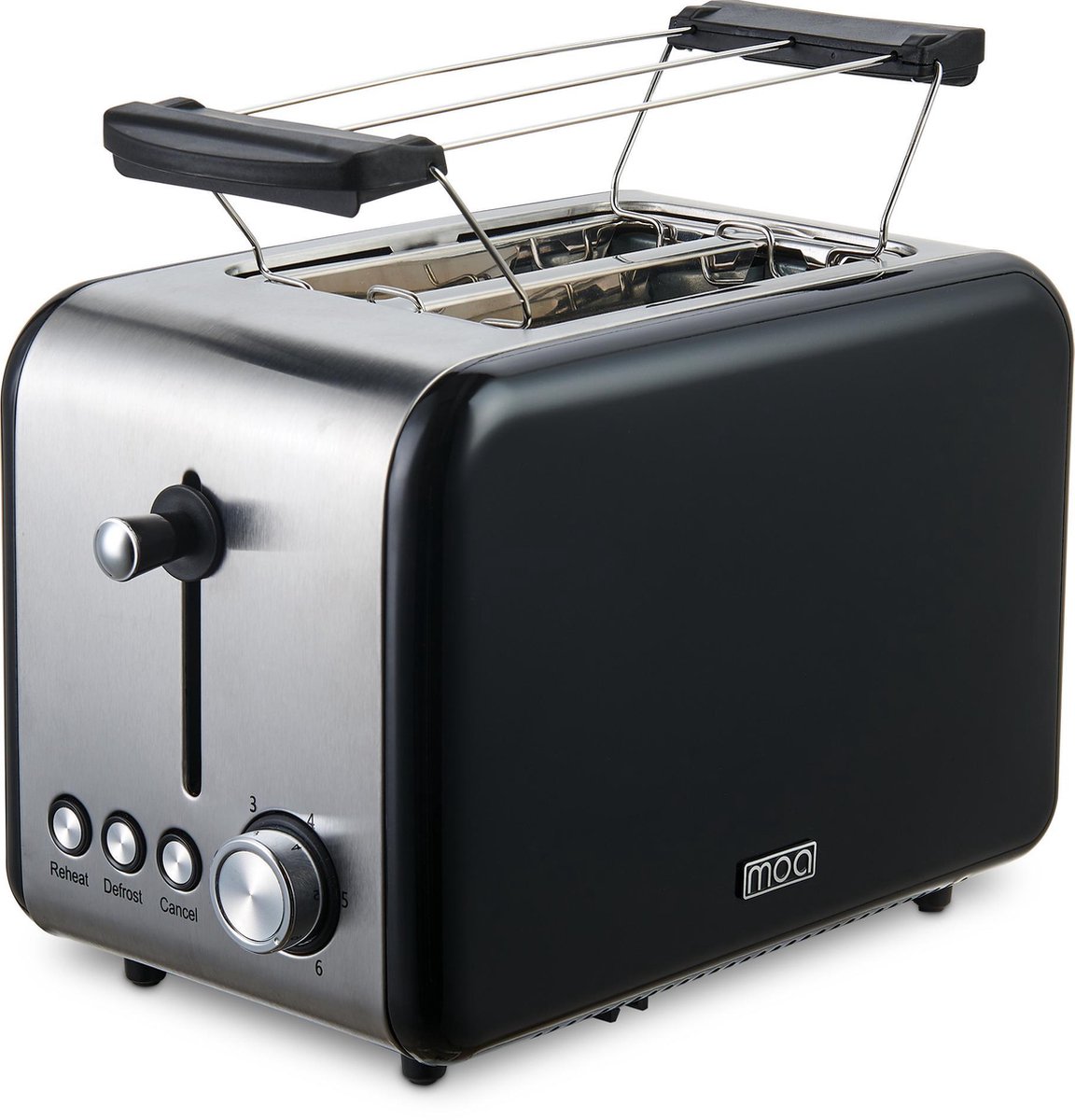 MOA Broodrooster Retro - Toaster - Met Warmhouder - Zwart - T1B | bol.com