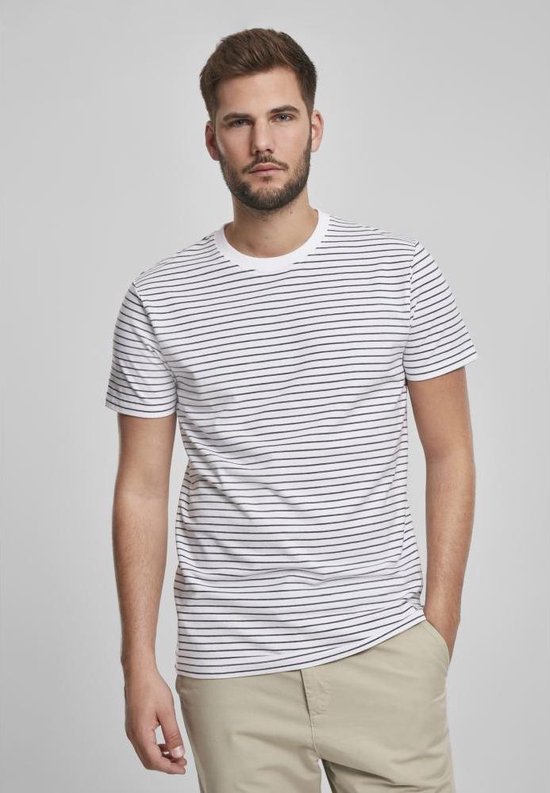 Urban Classics - Basic Stripe Heren T-shirt - L - Wit