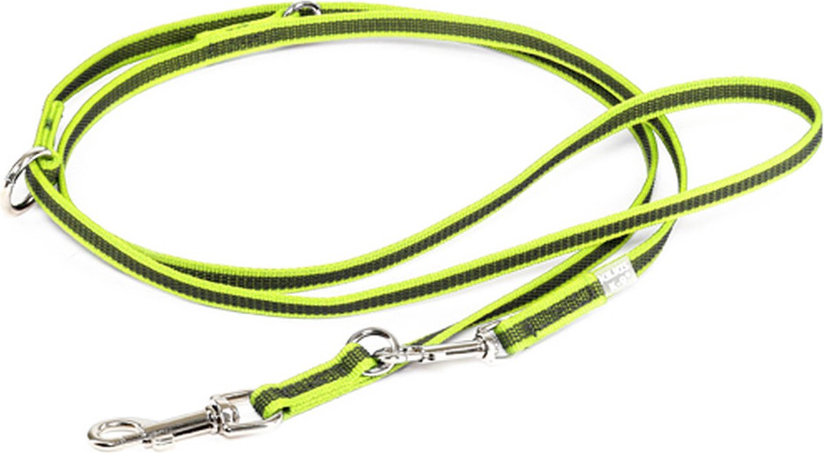 Julius K9 dubbele Antislip hondenriem Geel/grijs verstelbaar tot 2.20 cm breedte 14mm