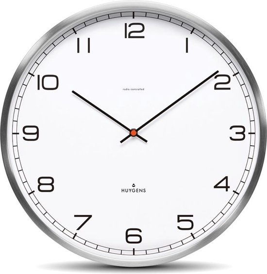 Huygens - One Arabic 35cm - Acier inoxydable - Horloge murale - Silencieux - Radiocommandé