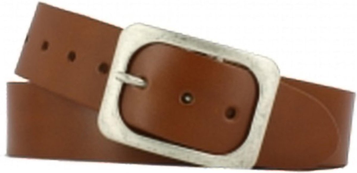 De riemenspecialist Leren riem 5 cm breed Unisex Broekriem Cognac Maat 115 (totale lengte 130)
