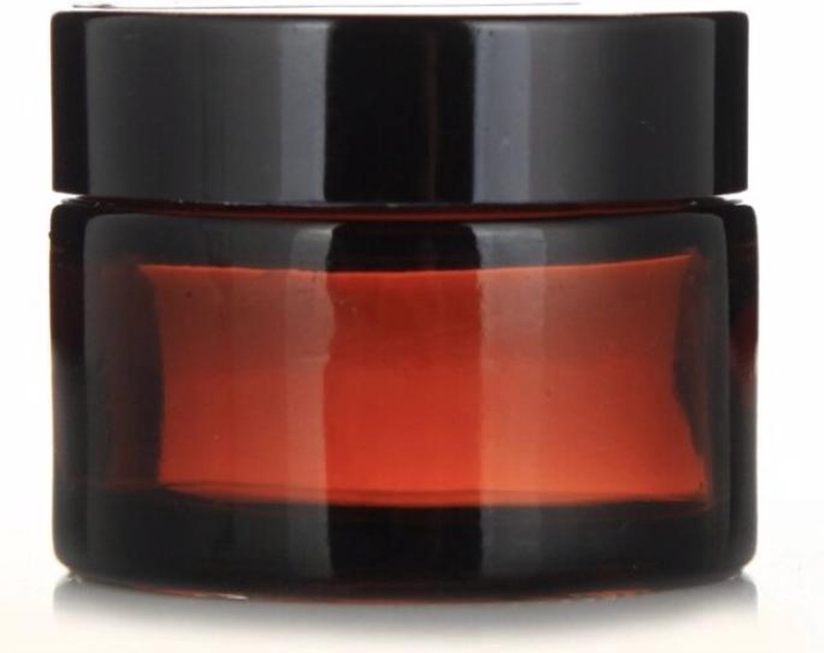 Bruin (Donkerbruin) glazen (make-up) potje - 50 gram - aromatherapie
