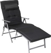 O'DADDY® Ligbed - Ligstoel Opvouwbaar - Zwart - Zonnebed met hoofdsteun - Lounge stoel 183 x 60 x 39 - ligbed tuin inclusief Ligkussen