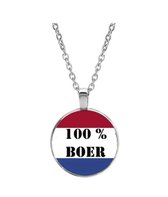 Akyol - 100% boer Ketting - Boer - Boeren - Leuk kado voor iemand die boer is - 2,5 x 2,5 CM