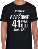 Awesome 41 year / 41 jaar cadeau t-shirt zwart heren M