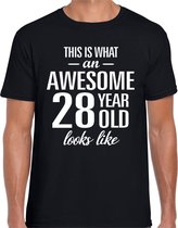 Awesome 28 year - geweldig 28 jaar cadeau t-shirt zwart heren -  Verjaardag cadeau L