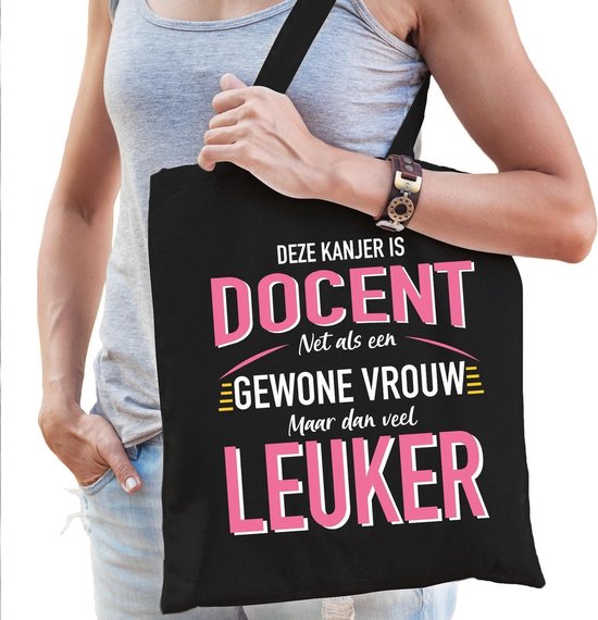 Gewone vrouw / docent cadeau tas zwart voor dames - tas / tasje / shopper | bol.com