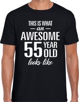 Awesome 55 year - geweldig 55 jaar cadeau t-shirt zwart heren -  Verjaardag cadeau L