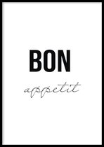 Poster Bon Appetit - 30x40cm met Fotolijst – Keuken Poster – Ingelijst